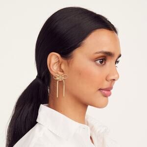 J. Crew Women's Metallic Bow Earrings Gold One Size NWT